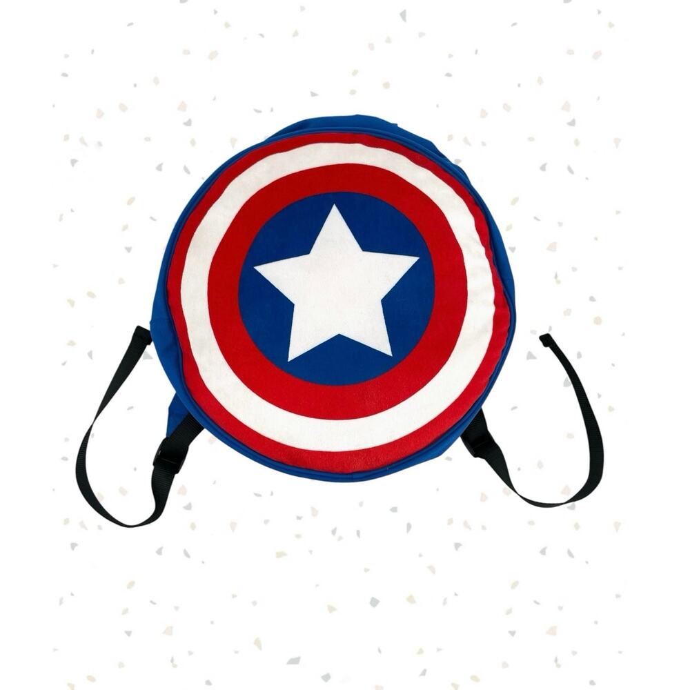 Captain America Marvel Shield Backpack Superhero School Bag Plush Red White Blue